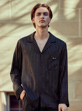 【EHouse】MANITO Galaxy 男士银丝睡衣套装桑蚕丝条纹家居服