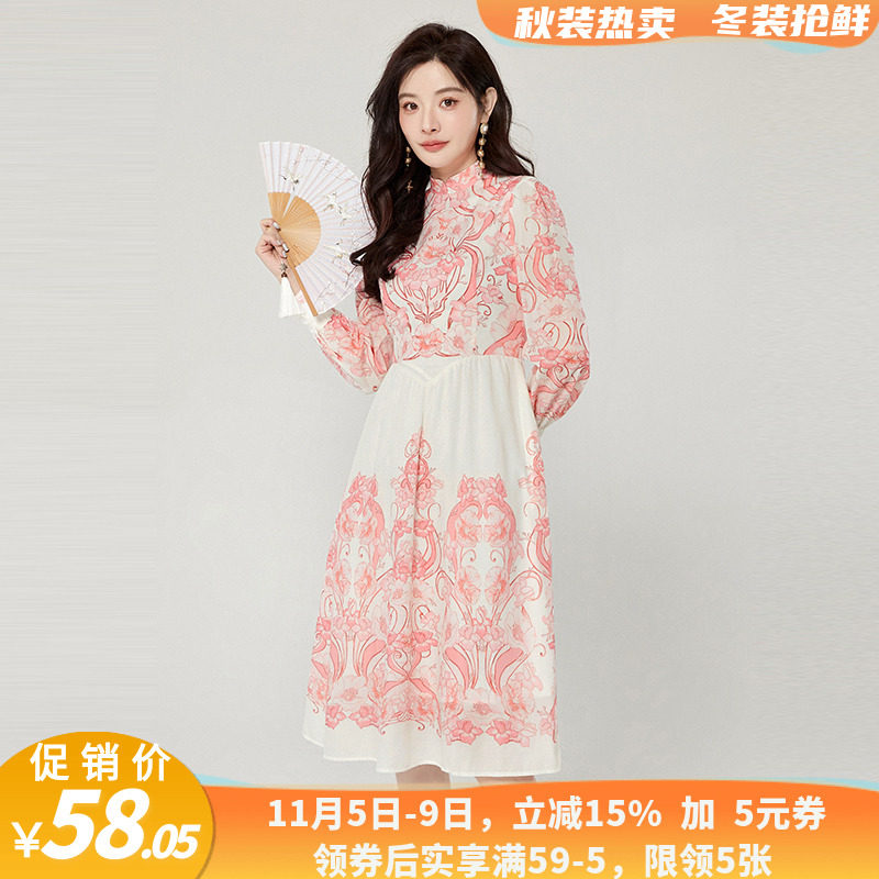 深圳南油NY0A0331甜美减龄立领裙子连衣裙女4.2春