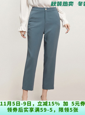 LR0P0017高腰九分裤窄版显瘦裤子休闲裤女8.2秋