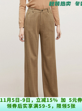 AE0P0010一粒扣长裤微弹呢料裤子休闲裤女10.10冬