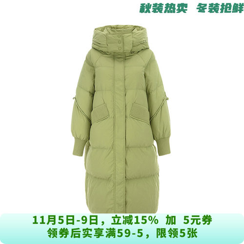 YR1B0181时尚简约连帽外套宽松泡芙羽绒服女11.17冬