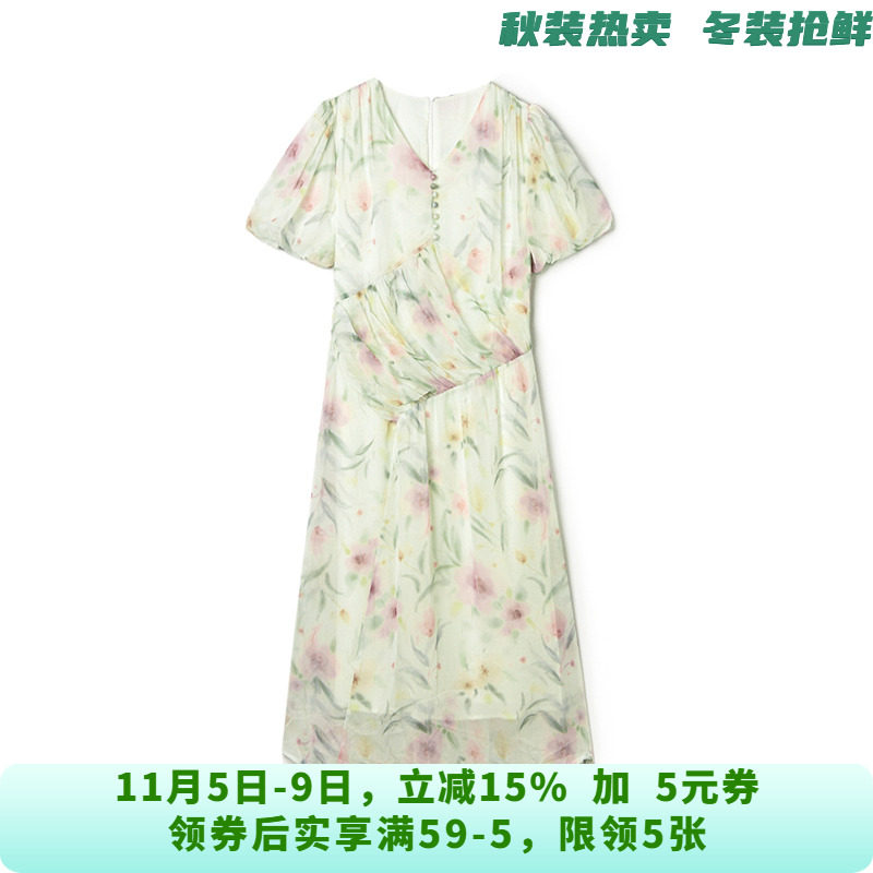 RU0A0013轻淑恬静中长裙短袖裙子连衣裙女8.23夏