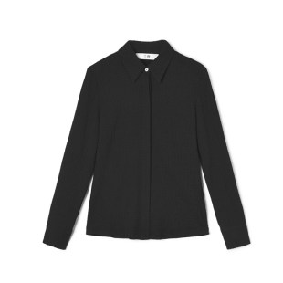 女3.26春 衬衫 WM0D0011单排扣纯色上衣微弹修身 长袖