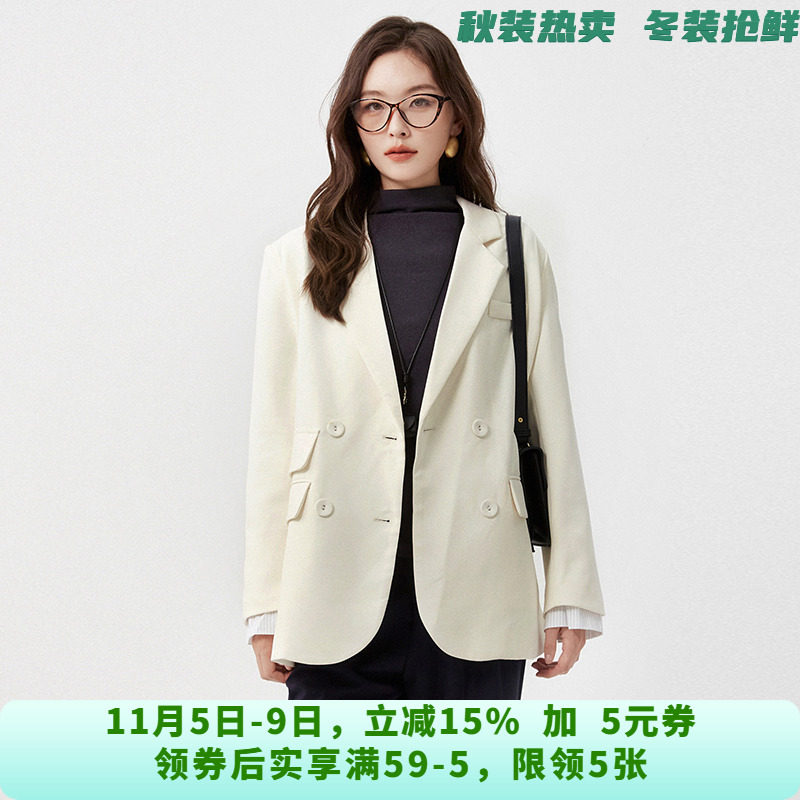 YJ0K0006职业高级感西装上衣双排扣外套女9.10秋