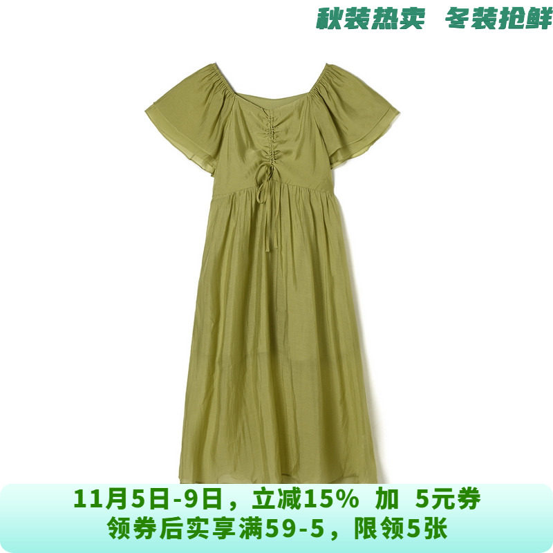 ZV0A0023抽绳系带中长裙高腰短袖裙子连衣裙女5.26夏
