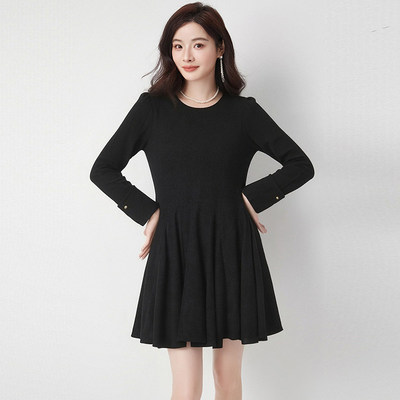 高端OU0A0008一粒扣宽松长袖短裙连衣裙女3.10春