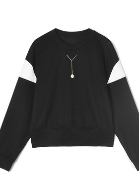 UN0L0004运动潮流范上衣拼色长袖套头卫衣女1.19春