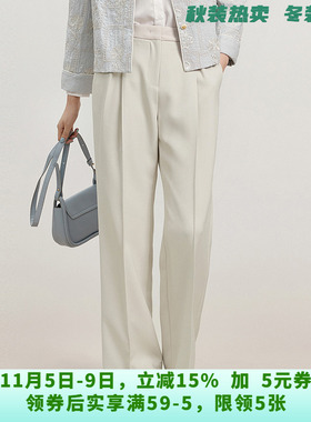 WG0P0010简约通勤长裤遮胯宽裤子休闲裤女9.19秋
