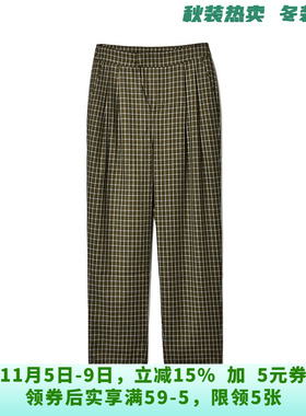 GJ0P0003高腰格纹长裤窄版显瘦裤子休闲裤女9.30秋