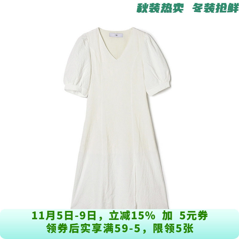UW0A0009简洁大气中裙五分袖裙子连衣裙女4.19夏