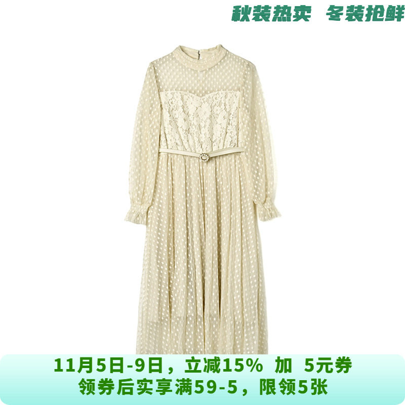 BP0A0028温婉知性美中长裙一粒扣裙子连衣裙女10.6秋