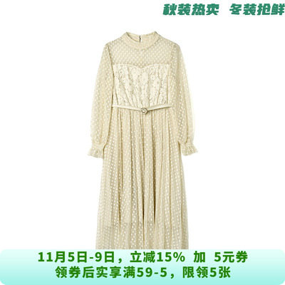 BP0A0028温婉知性美中长裙一粒扣裙子连衣裙女10.6秋