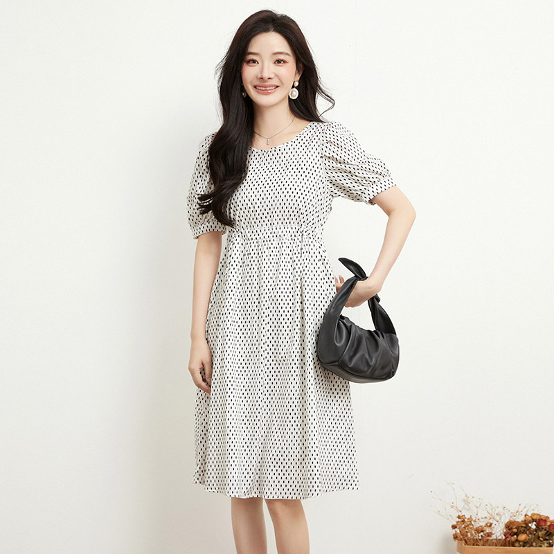 XJ0A0024时尚波点中裙棉质舒适裙子连衣裙女6.2夏