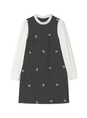 LH0A0003名媛气质短裙拼色长袖裙子连衣裙女1.16春