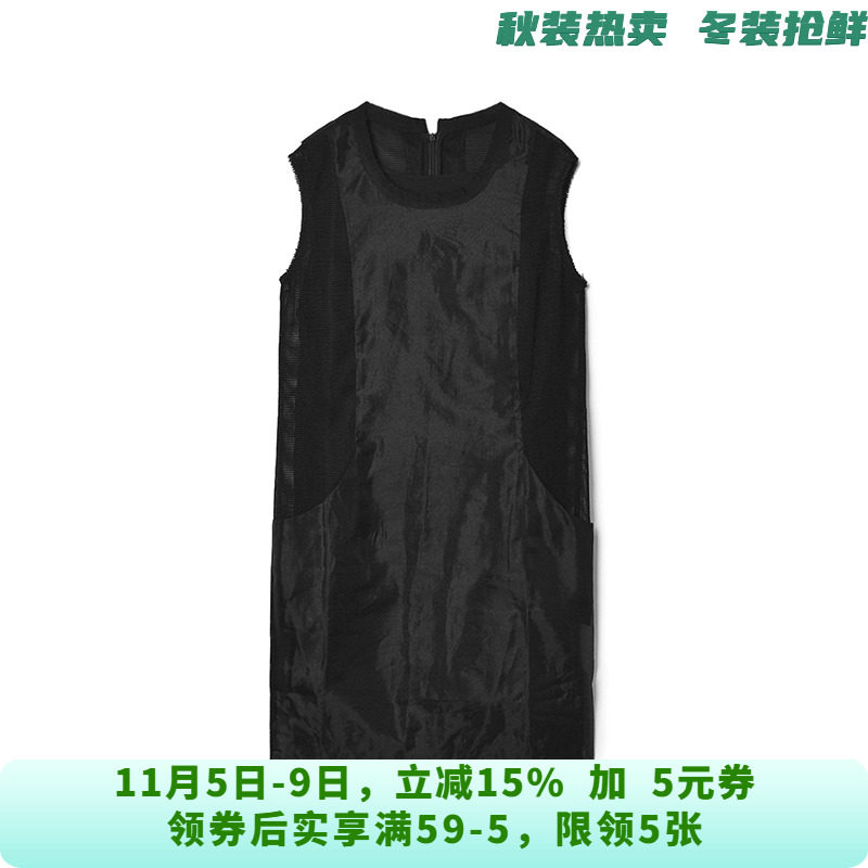 XA0A0002直筒显瘦中裙无袖圆领裙子连衣裙女9.3秋