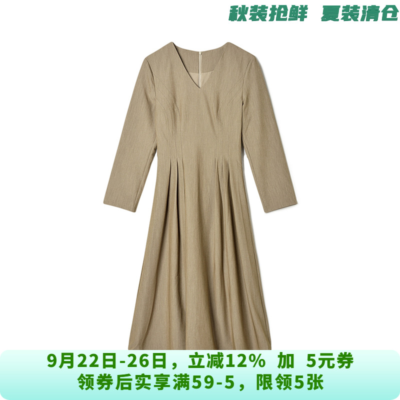YC0A0020优雅气质中长裙纯色裙子连衣裙女8.20秋