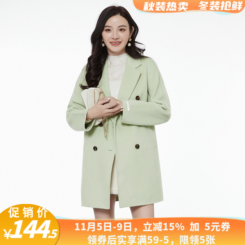 大衣羊毛长袖常规双排扣