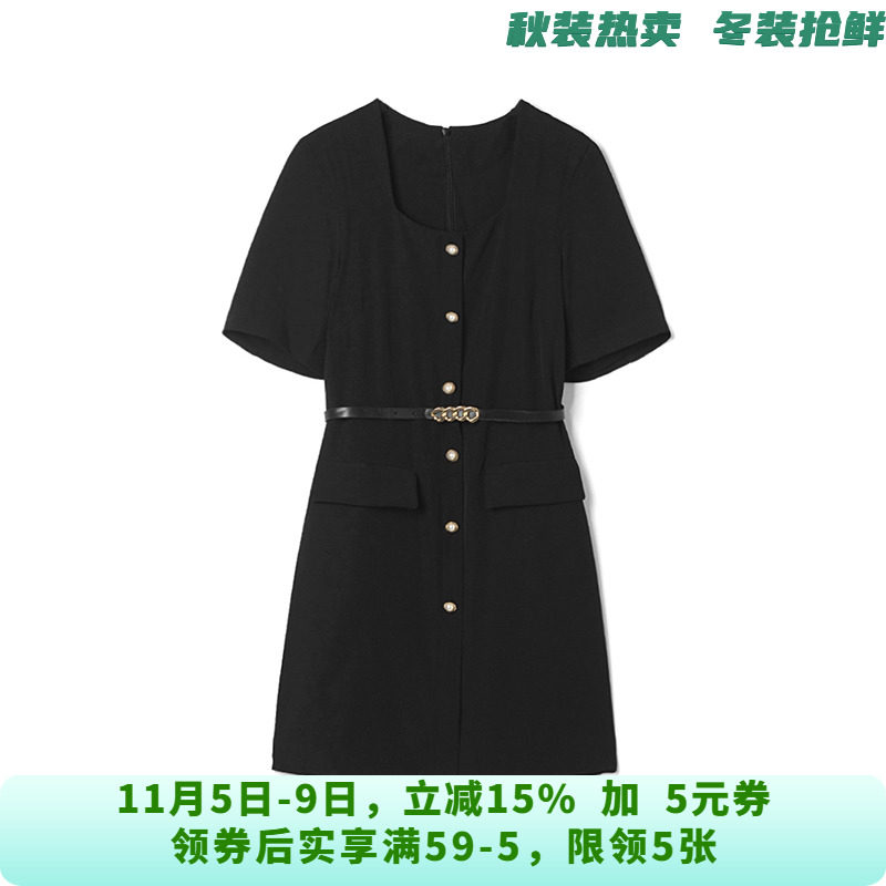 LM0A0012法式优雅短裙系腰带裙子连衣裙女4.15夏