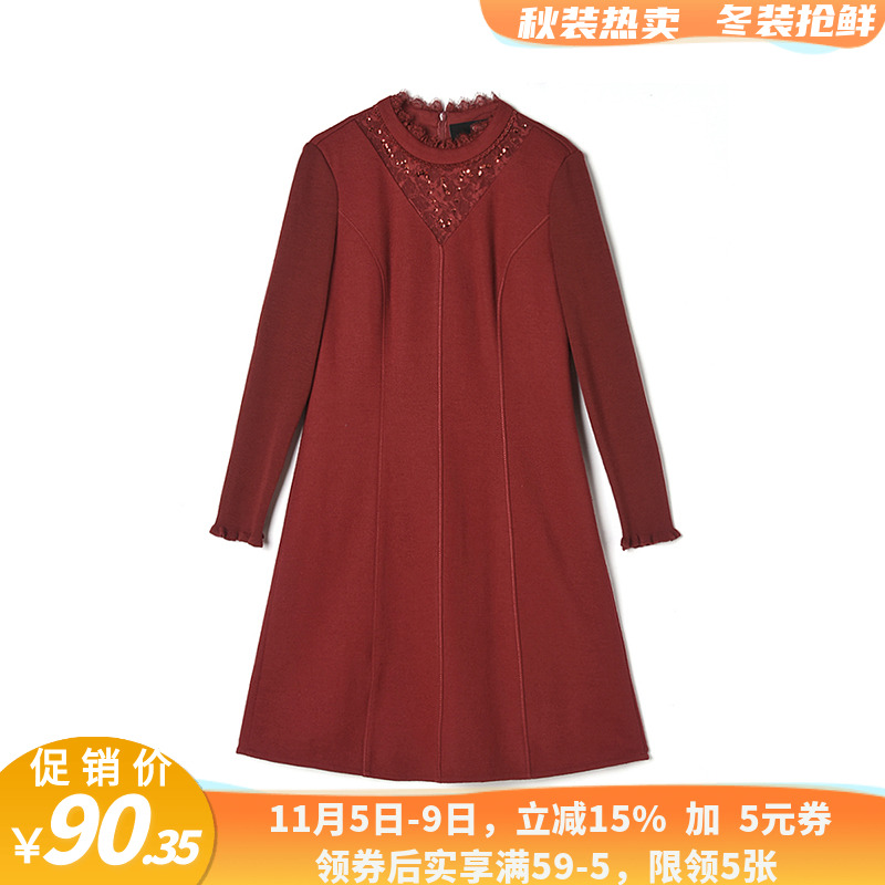 「歌系列」高端GS0A0007含绵羊毛短裙连衣裙女11.8冬