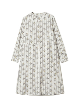 XA0A0005棉质条纹花中裙宽松长袖裙子连衣裙女春