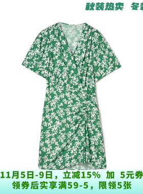 「彩系列」高端SC0A0018清新印花五分袖中裙连衣裙女5.22夏