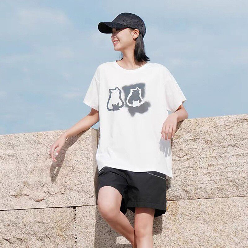 BV0C0028猫咪印花纯棉百搭中长款上衣T恤女7.1夏
