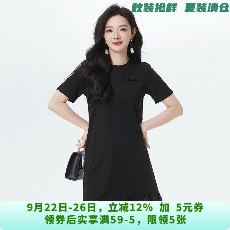 深圳南油NY0A0418棉质五分袖中裙连衣裙女4.28夏
