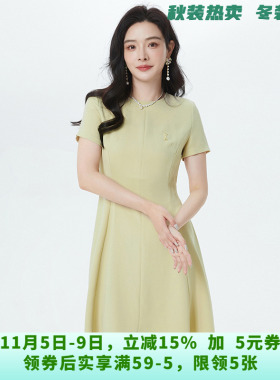深圳南油NY0A0437含醋酸圆领短裙连衣裙女4.29夏