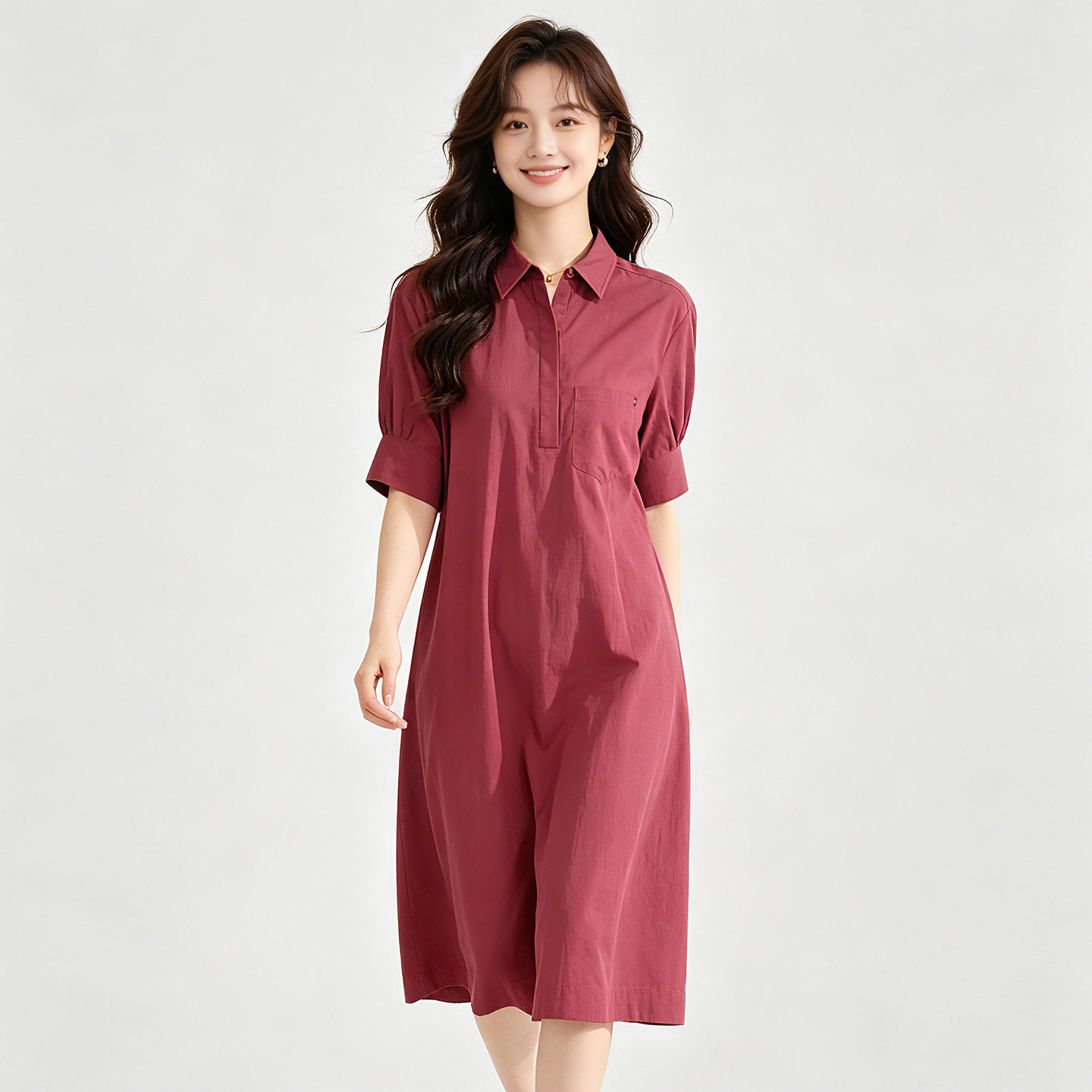 BK0A0067五分袖宽松纯棉可开扣裙子连衣裙女6.23夏