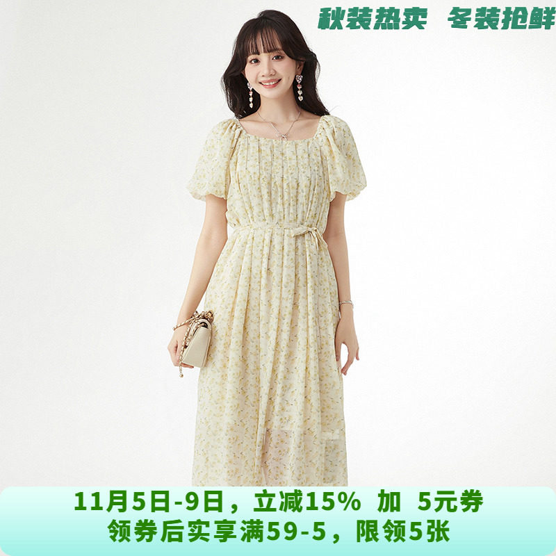 HC0A0007含天丝中长裙宽松碎花裙子连衣裙女6.13夏