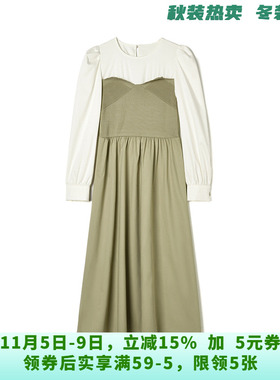 BP0A0001法式优雅中长裙松紧腰裙子连衣裙女10.6秋