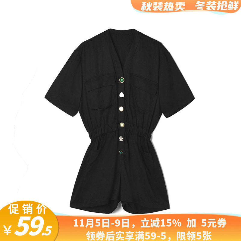 深圳南油NY清仓欧货女装 品牌折扣尾货 松紧腰连体五分裤休闲裤夏