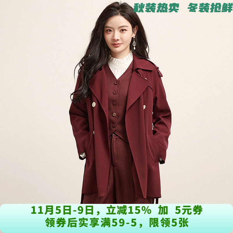 深圳南油FX0J0001优雅大方双排扣风衣外套女9.6秋