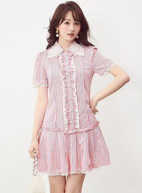 深圳南油NY0A0110含醋酸翻领短袖裙子连衣裙女4.22夏
