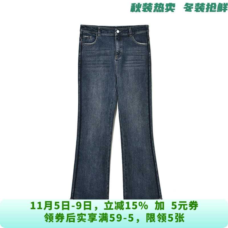 NH0S0025高腰磨毛长裤微弹力裤子牛仔裤女10.14秋