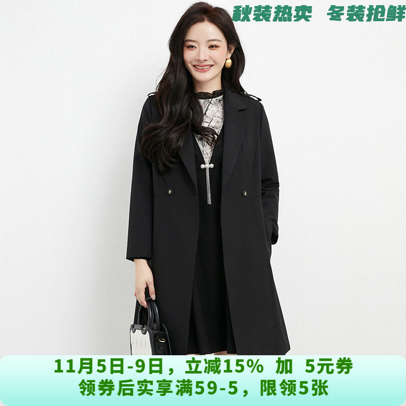 深圳南油FX0J0002端庄气质长袖风衣外套女9.6秋