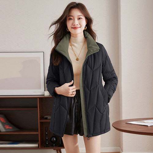 [禾哲]HZ1B0021白鸭绒中长款防风保暖羽绒服女12.1冬