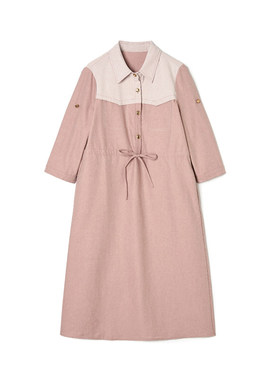 NF0A0041温柔风中长裙可开扣裙子连衣裙女2.25春