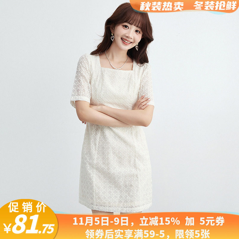 YC0A0032棉质方领短裙五分袖裙子连衣裙女5.7夏