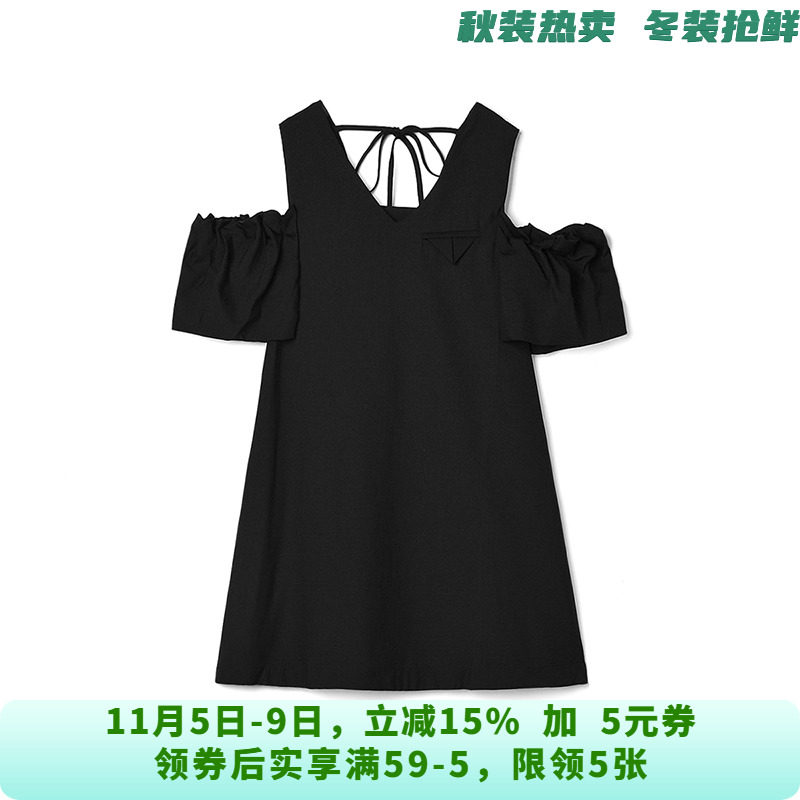 HG0A0229时髦露肩短裙宽松遮肉裙子连衣裙女6.7夏