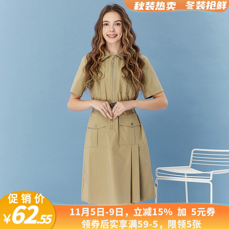抢鲜连衣裙夏中裙OD翻领女装裙子