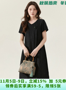HH0A0104复古怀旧中裙连衣裙专柜折扣女装5.17夏