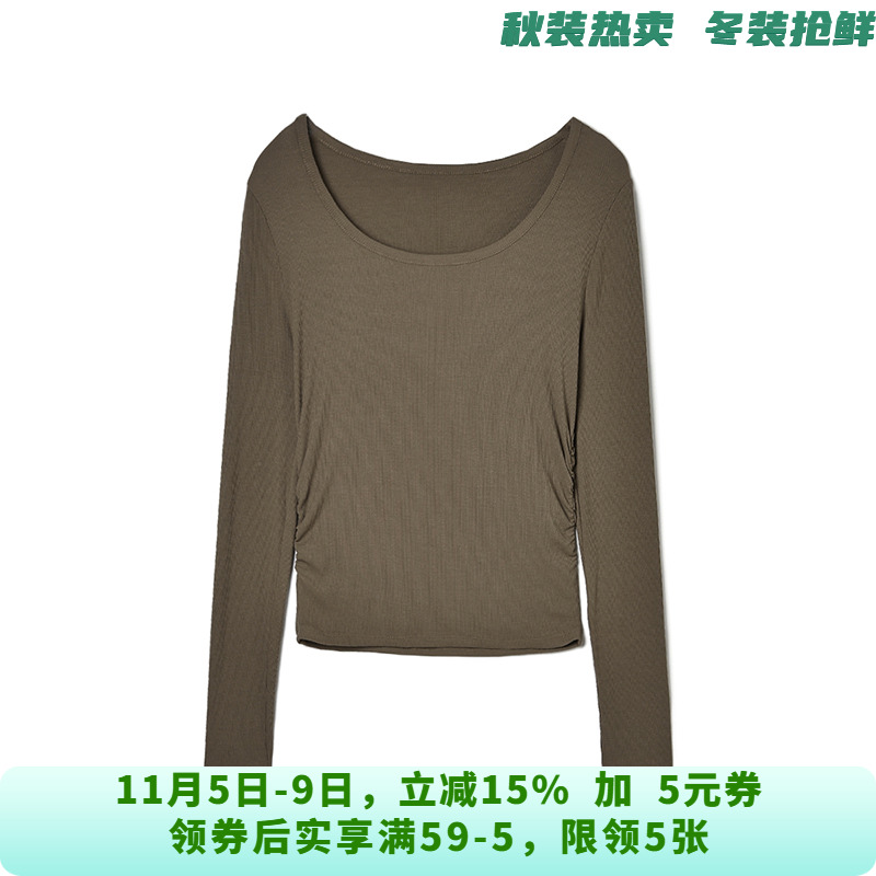 高端EU0C0001高弹修身打底衫上衣套头T恤女11.10秋