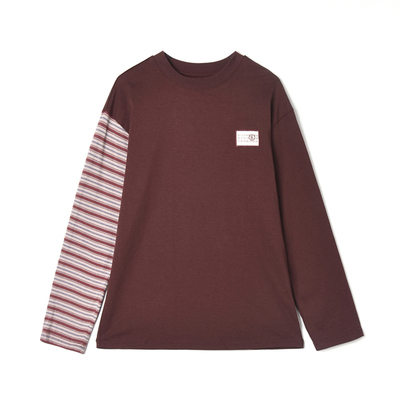 深圳南油CV0C0013条纹拼接长袖上衣微弹T恤女12.12春