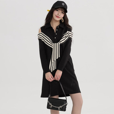 HQ0A0011单边露肩短裙设计感裙子连衣裙女3.21春