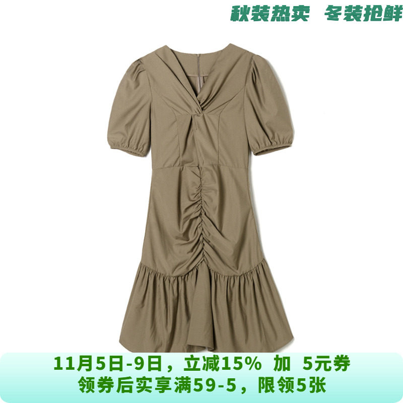 深圳南油KE0A0029五分袖V领中裙连衣裙女5.18夏