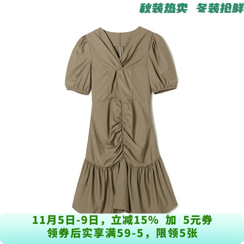 深圳南油KE0A0029五分袖V领中裙连衣裙女5.18夏