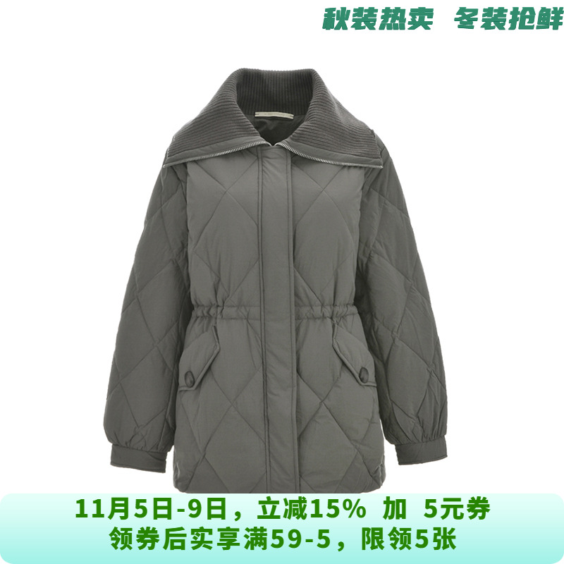 HL1R0001简洁气质翻领外套中长款鹅绒服女11.12冬