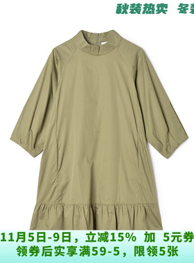 YC0A0036棉质宽松短裙九分袖裙子连衣裙女8.20秋
