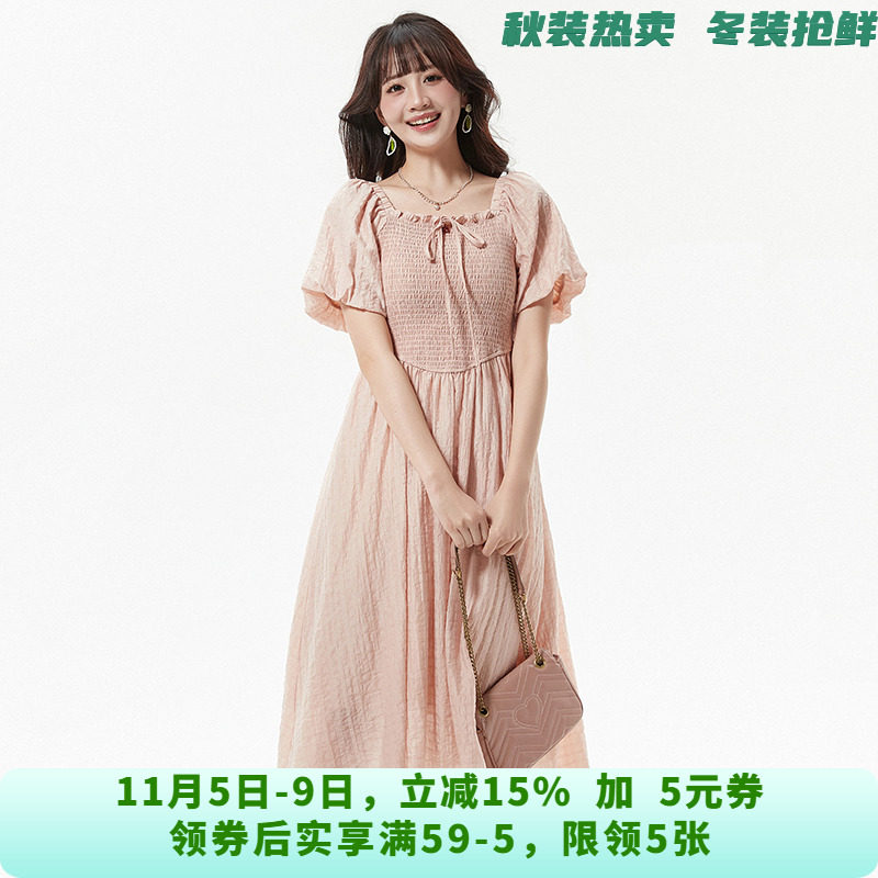 BY0A0008温婉气质中长裙减龄款裙子连衣裙女5.12夏